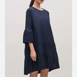 Dark navy COS bell sleeve dress